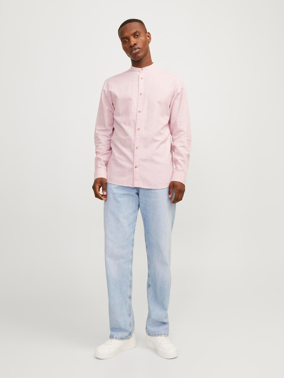 JJESUMMER BAND LINEN BLEND SHIRT LS SN - 12248385 - Pink Nectar