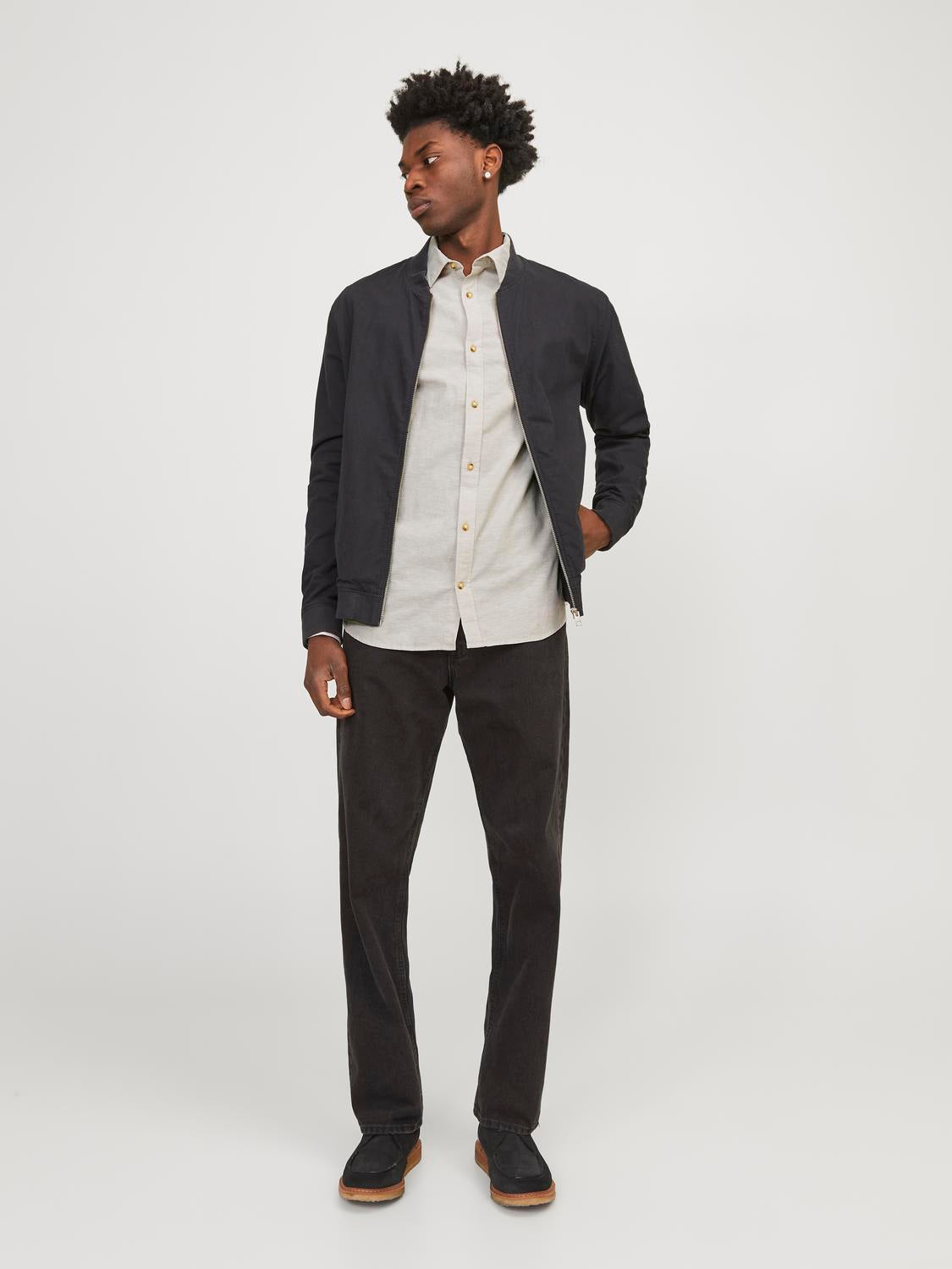 JJESUMMER LINEN BLEND SHIRT LS SN - 12248384 - Crockery