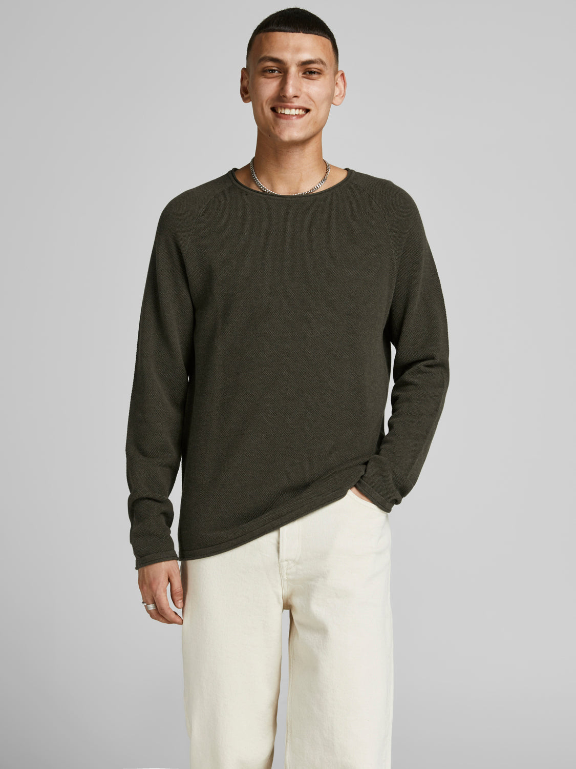 JJEHILL KNIT CREW NECK NOOS - 12157321 - Olive Night
