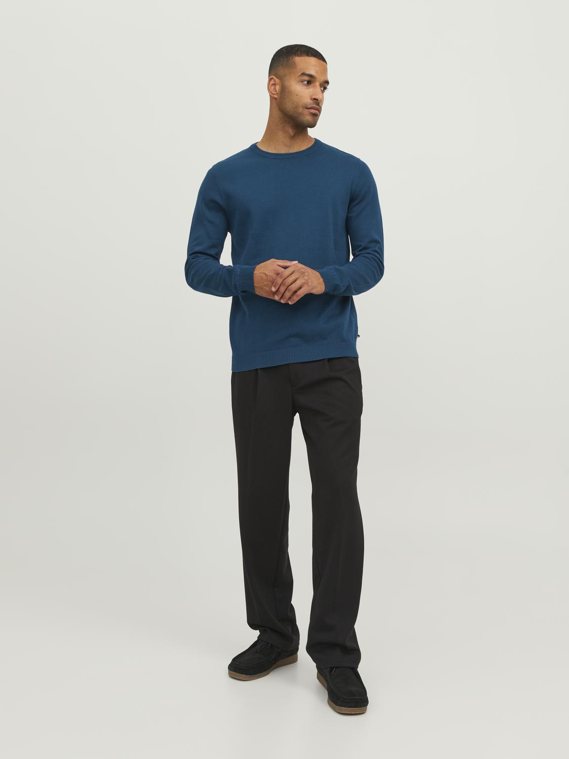 JJEBASIC KNIT CREW NECK NOOS - Sailor Blue