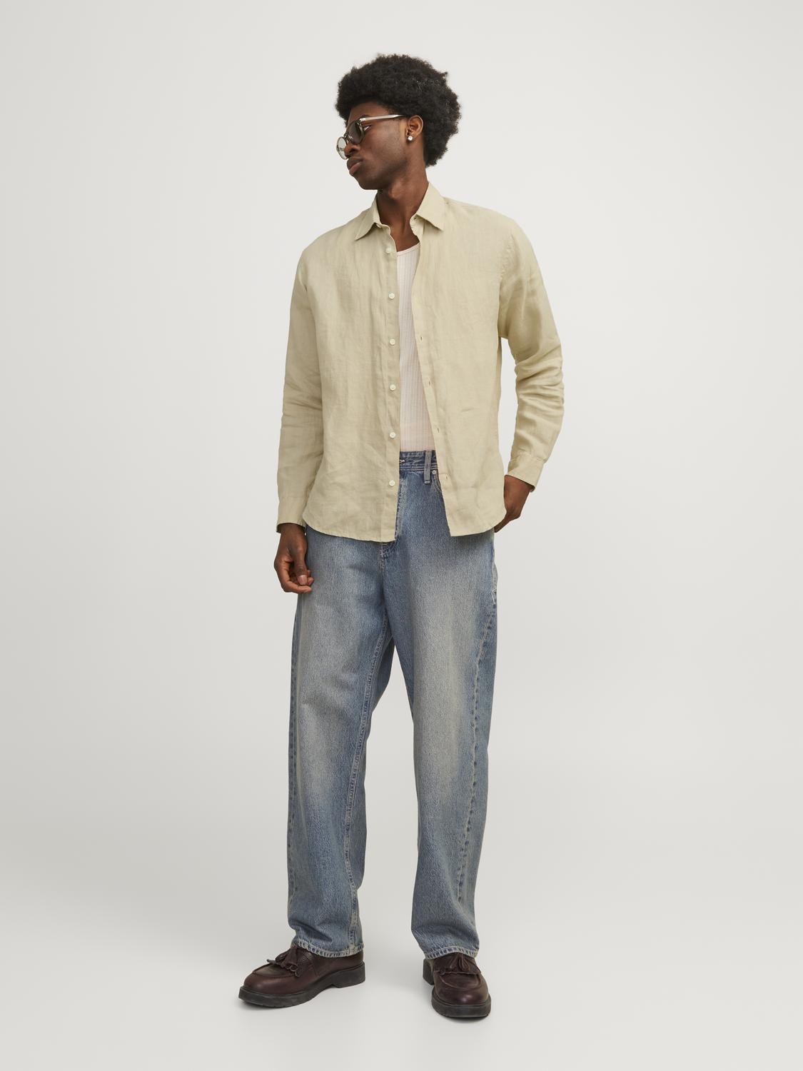 JPRCCLAWRENCE LINEN SHIRT L/S SN - 12251844 - Fields Of Rye