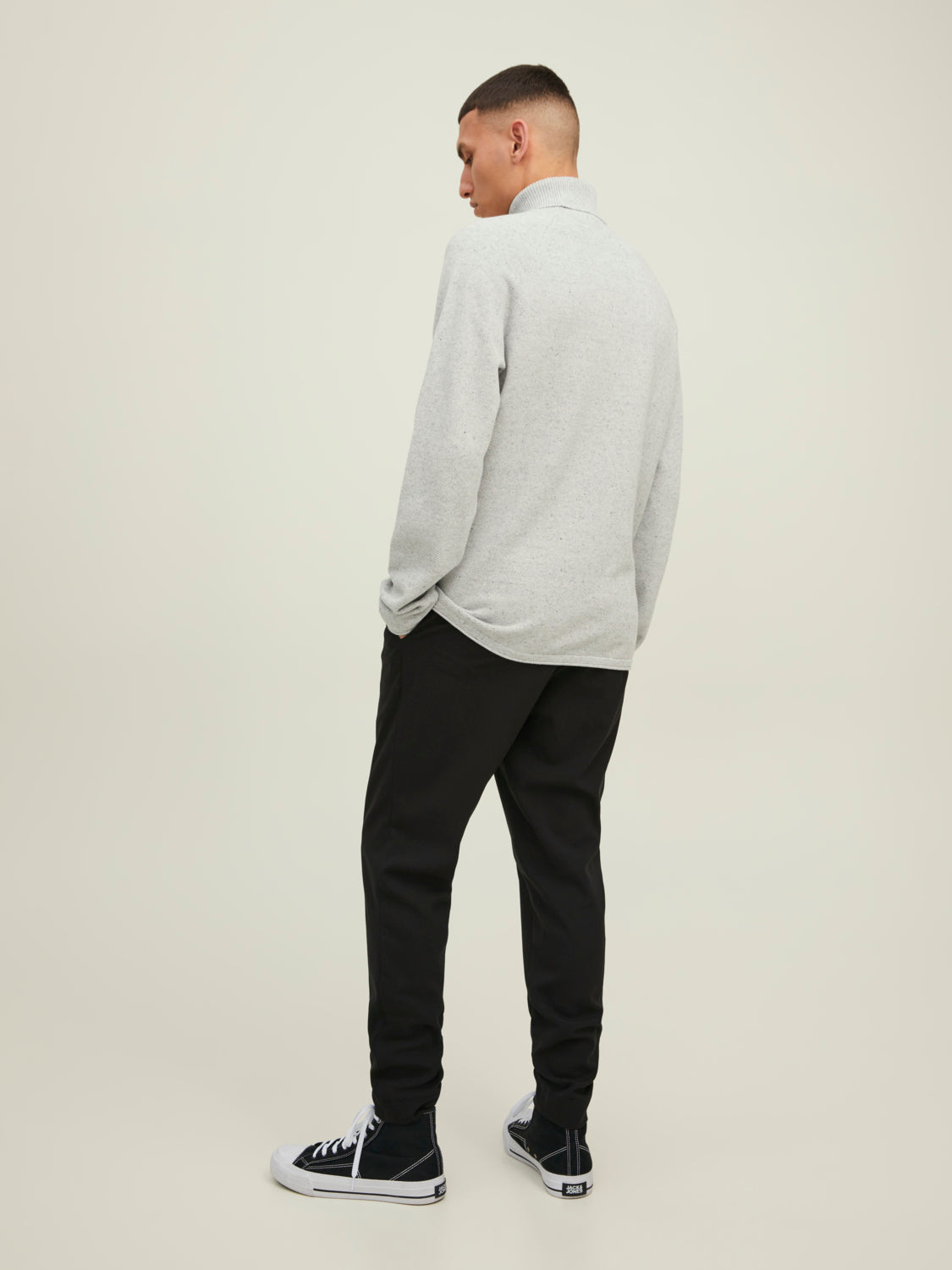 JJEHILL KNIT ROLL NECK NOOS - 12210931 - Light Grey Melange
