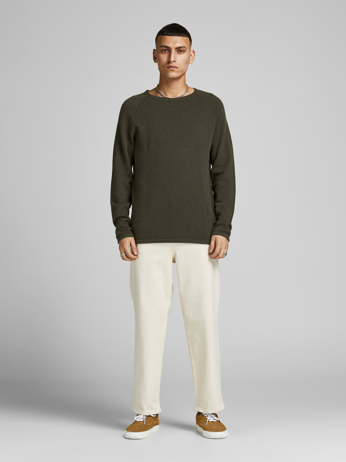 JJEHILL KNIT CREW NECK NOOS - 12157321 - Olive Night