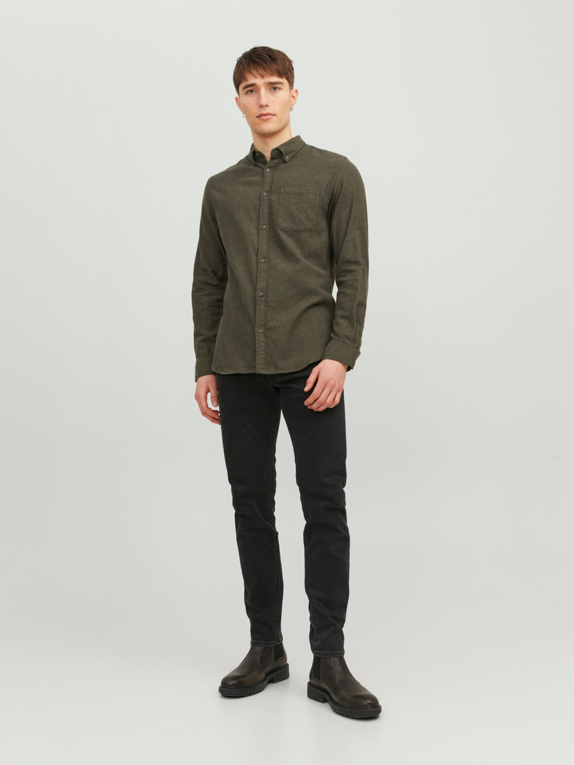 JJECLASSIC MELANGE SHIRT LS SN - 12235974 - Rosin