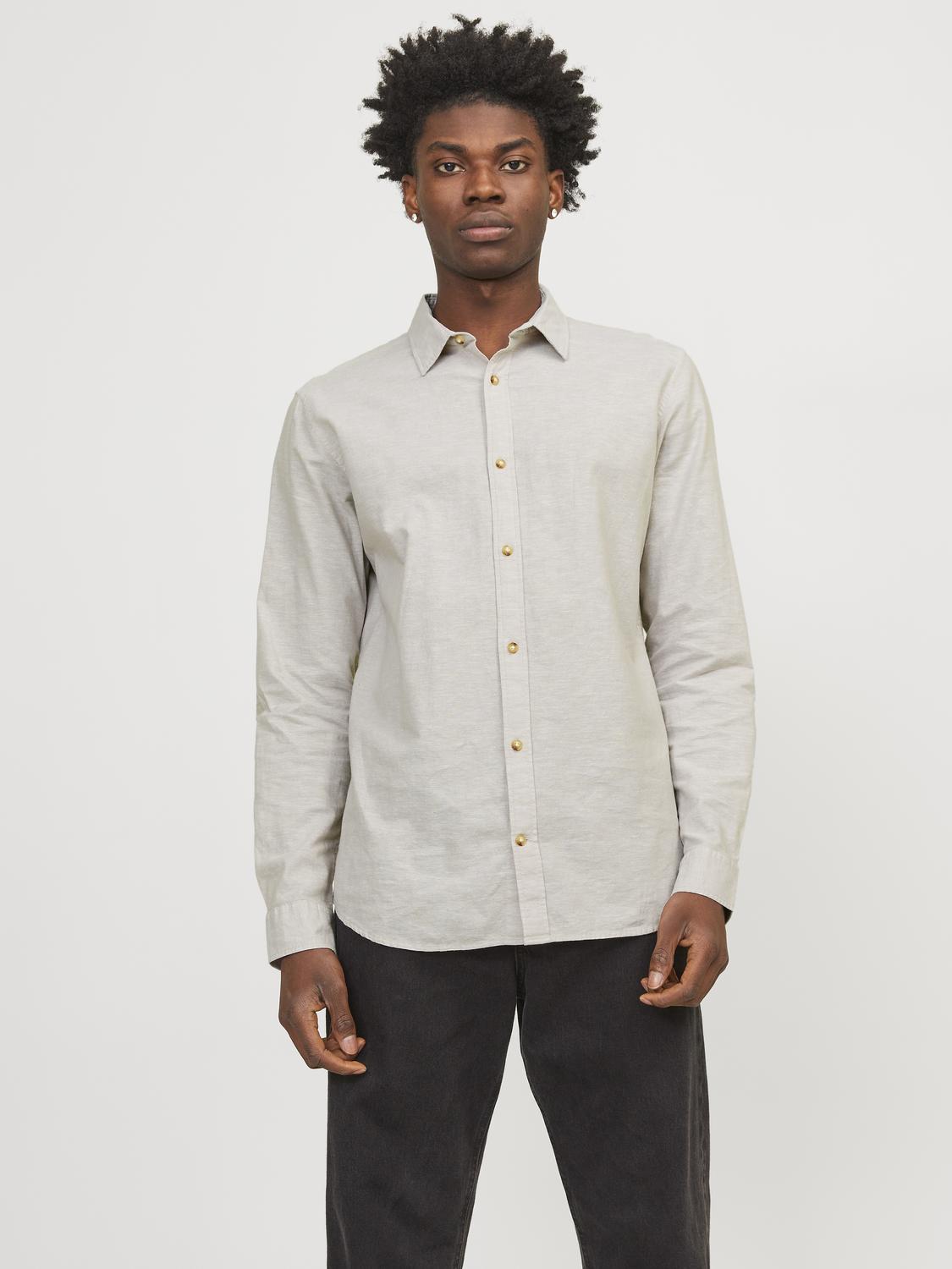 JJESUMMER LINEN BLEND SHIRT LS SN - 12248384 - Crockery
