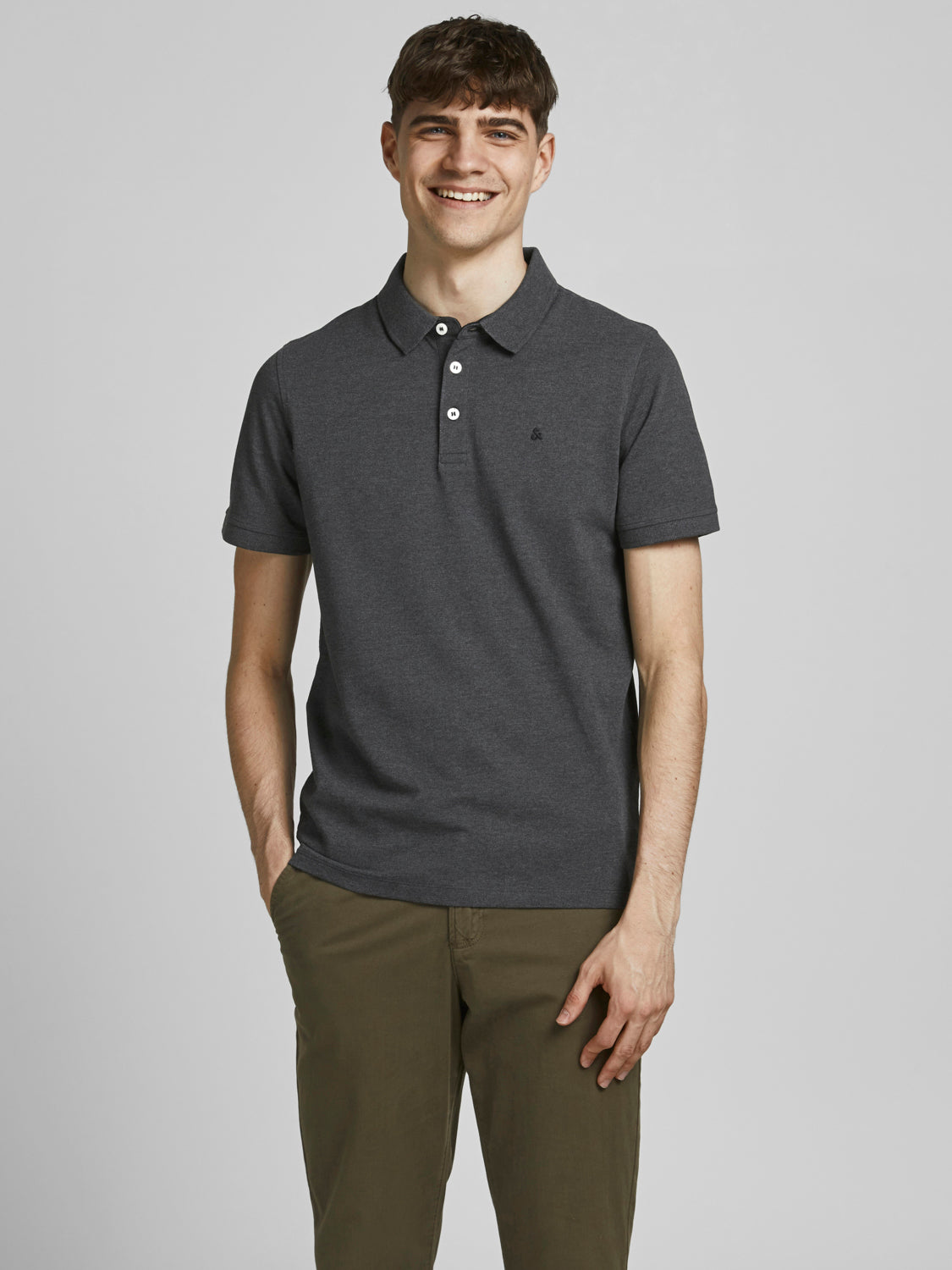 JJEPAULOS Polo Shirt - Dark Gray Melange