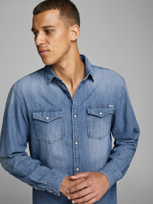 JJESHERIDAN Shirts - Medium Blue Denim